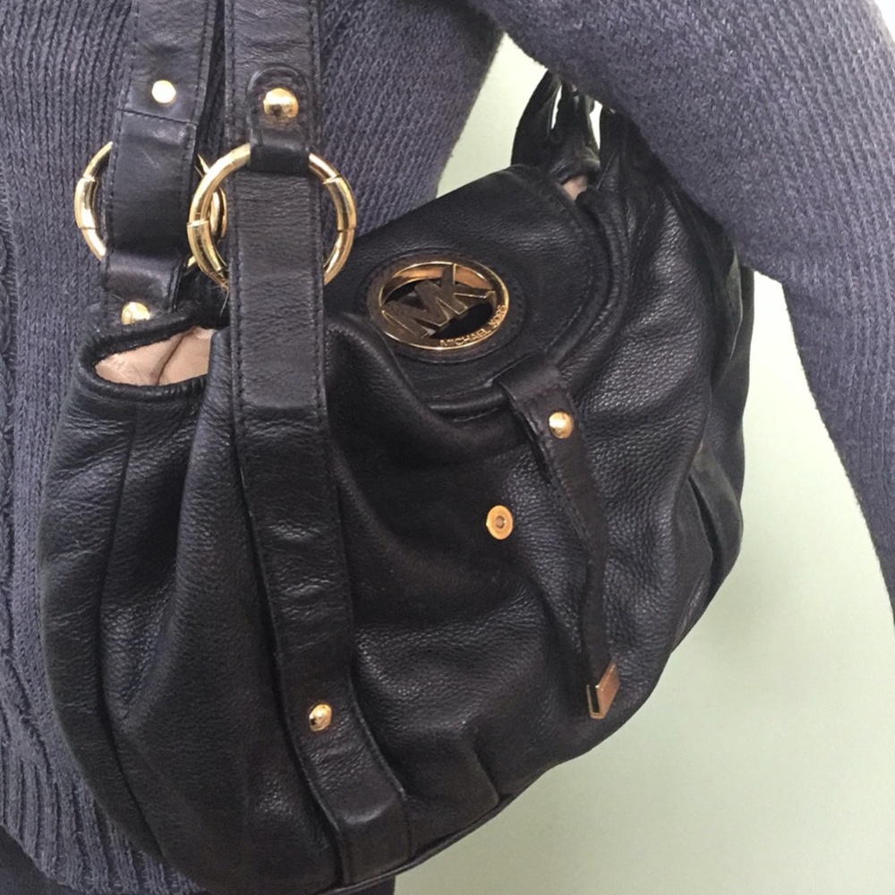 Michael Kors Blk/Gold Tote Shoulder Bag - Picture 1 of 11